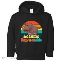 Become Ungovernable Funny Baby Hippo Moo Deng Funny Saying Toddler Hoodie thumb 0