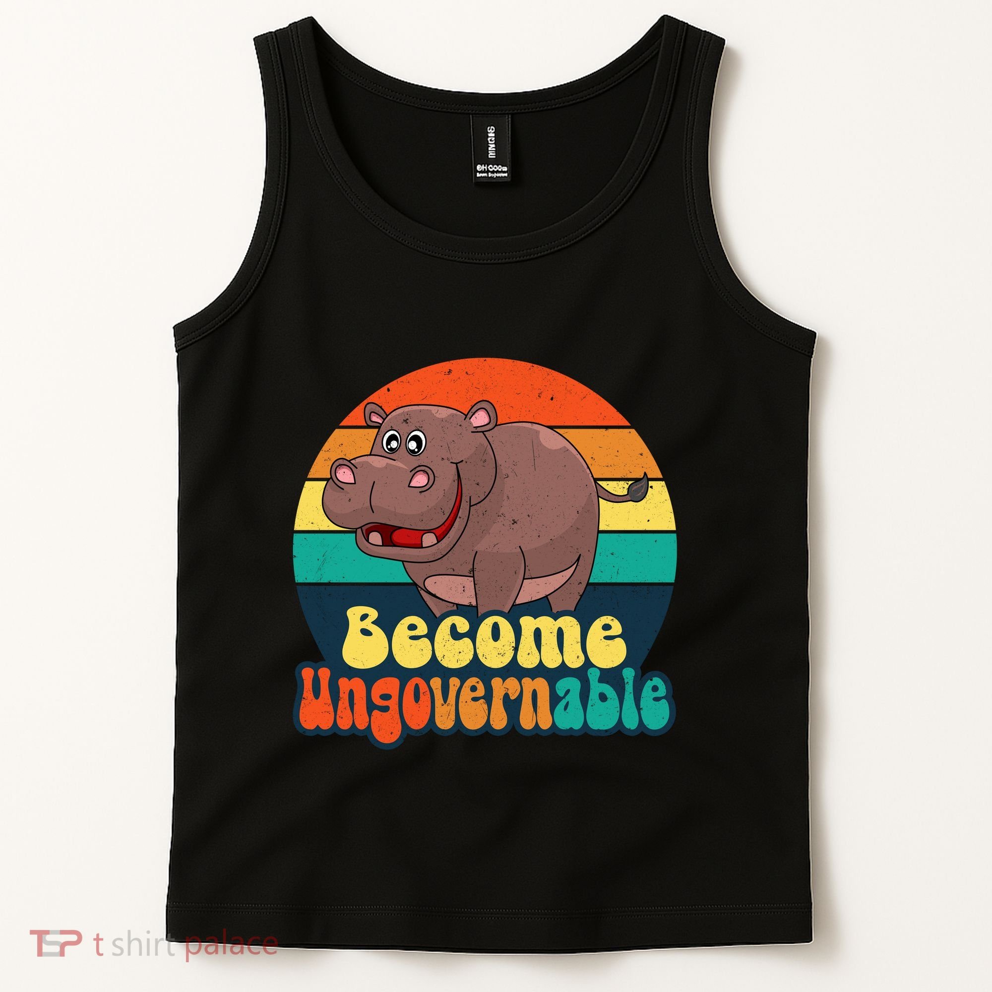 Become Ungovernable Funny Baby Hippo Moo Deng Funny Saying Tank Top