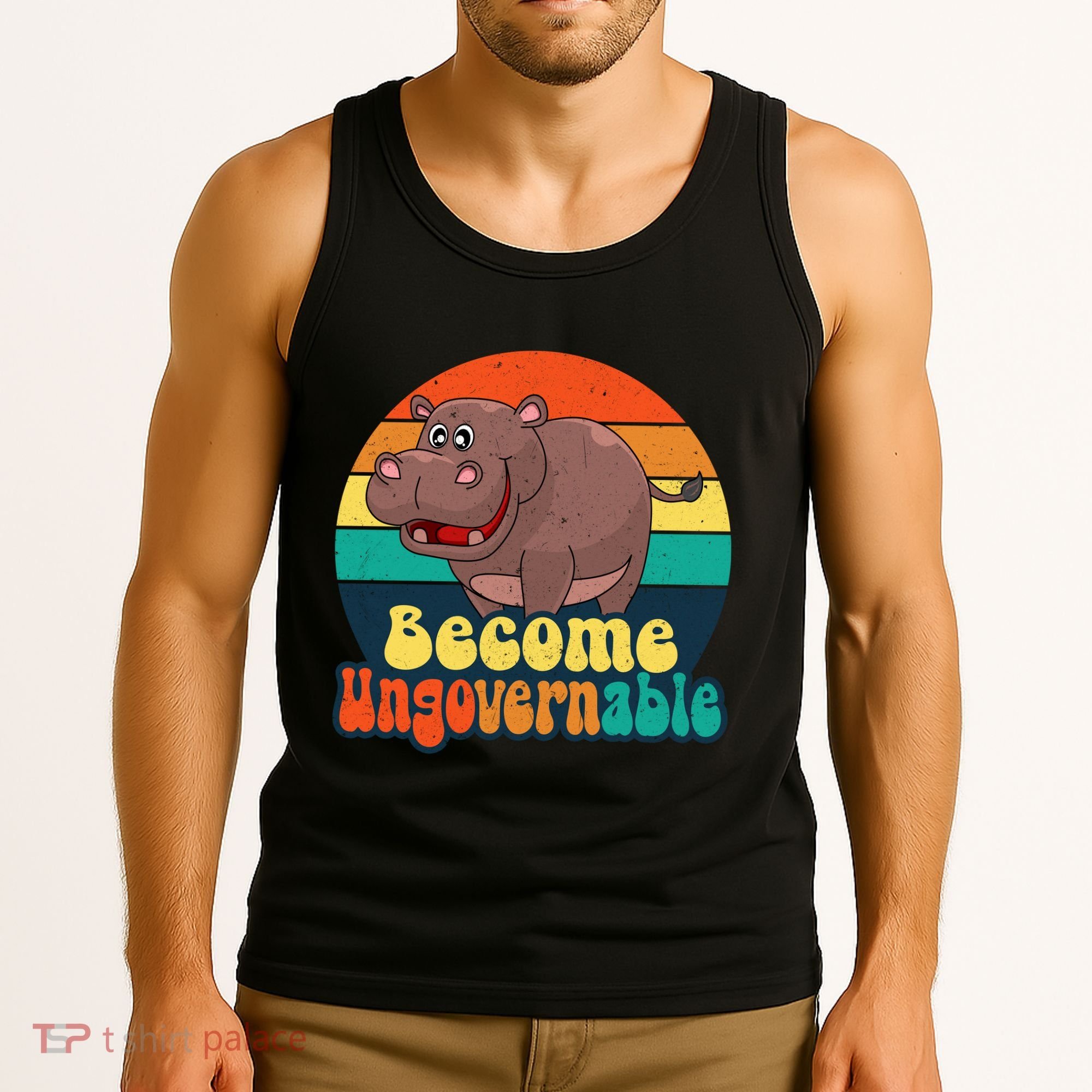 Become Ungovernable Funny Baby Hippo Moo Deng Funny Saying Tank Top