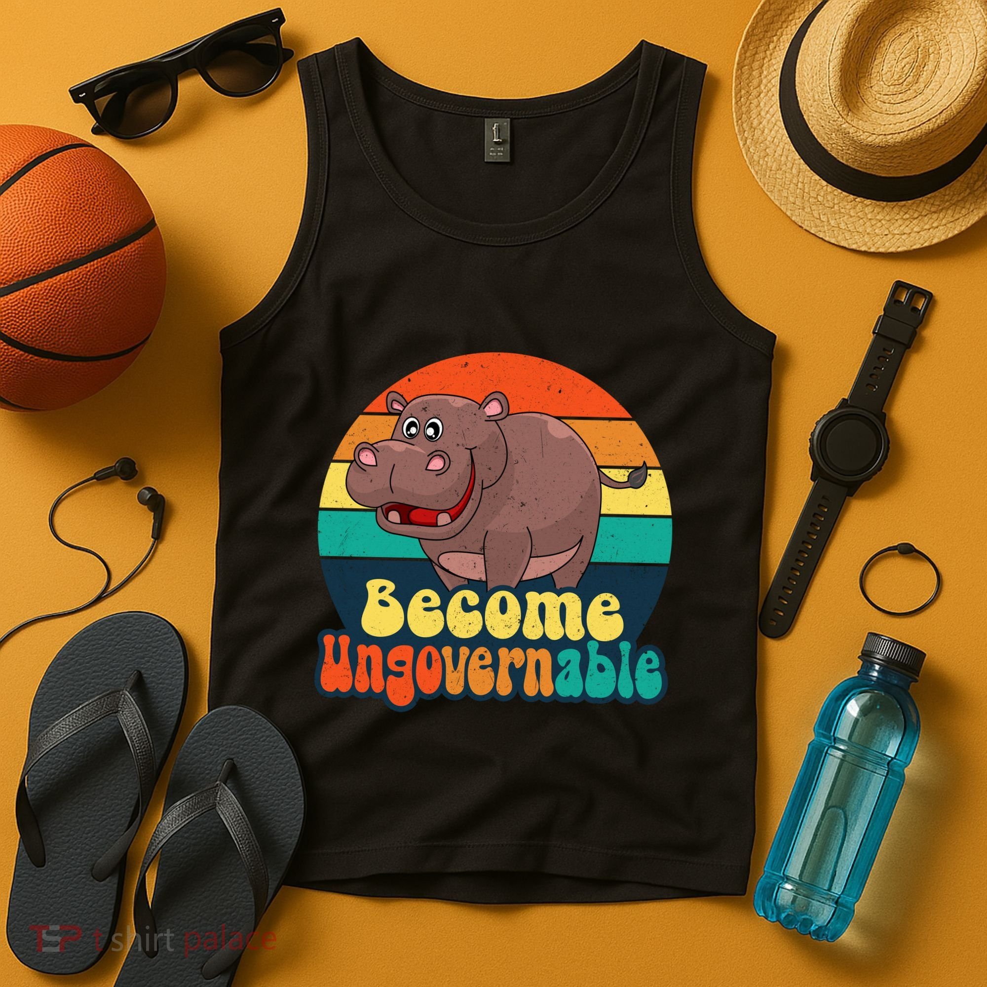 Become Ungovernable Funny Baby Hippo Moo Deng Funny Saying Tank Top