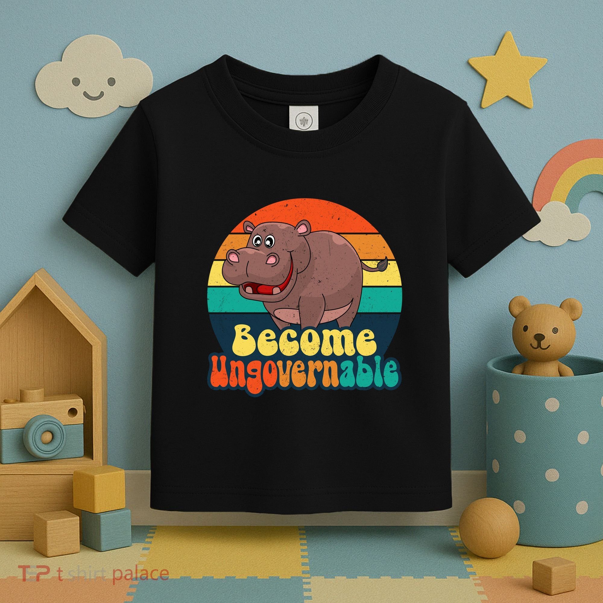 Become Ungovernable Funny Baby Hippo Moo Deng Funny Saying Toddler T-Shirt