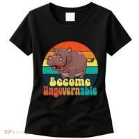 Become Ungovernable Funny Baby Hippo Moo Deng Funny Saying Women's T-Shirt thumb 0