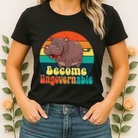 Become Ungovernable Funny Baby Hippo Moo Deng Funny Saying Women's T-Shirt thumb 2