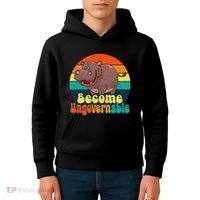 Become Ungovernable Funny Baby Hippo Moo Deng Funny Saying Kids Hoodie thumb 4