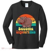 Become Ungovernable Funny Baby Hippo Moo Deng Funny Saying Kids Long Sleeve Shirt thumb 0
