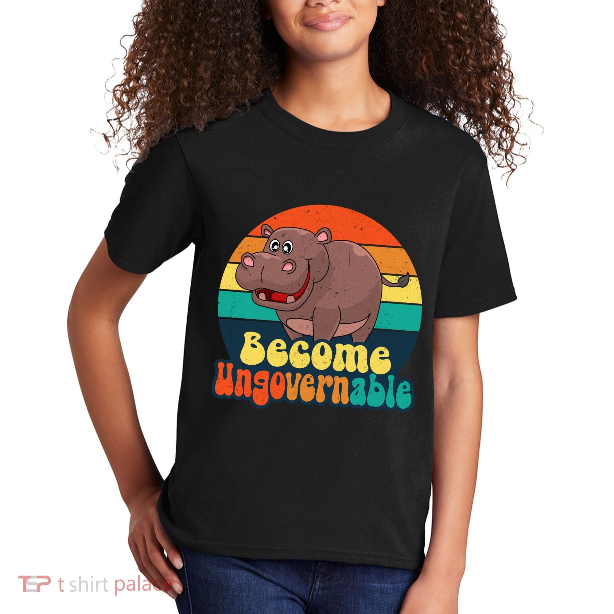 Become Ungovernable Funny Baby Hippo Moo Deng Funny Saying Kids T-Shirt
