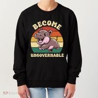 Become Ungovernable Funny Saying Baby Hippopotamus Moo Deng Women's Sweatshirt thumb 0