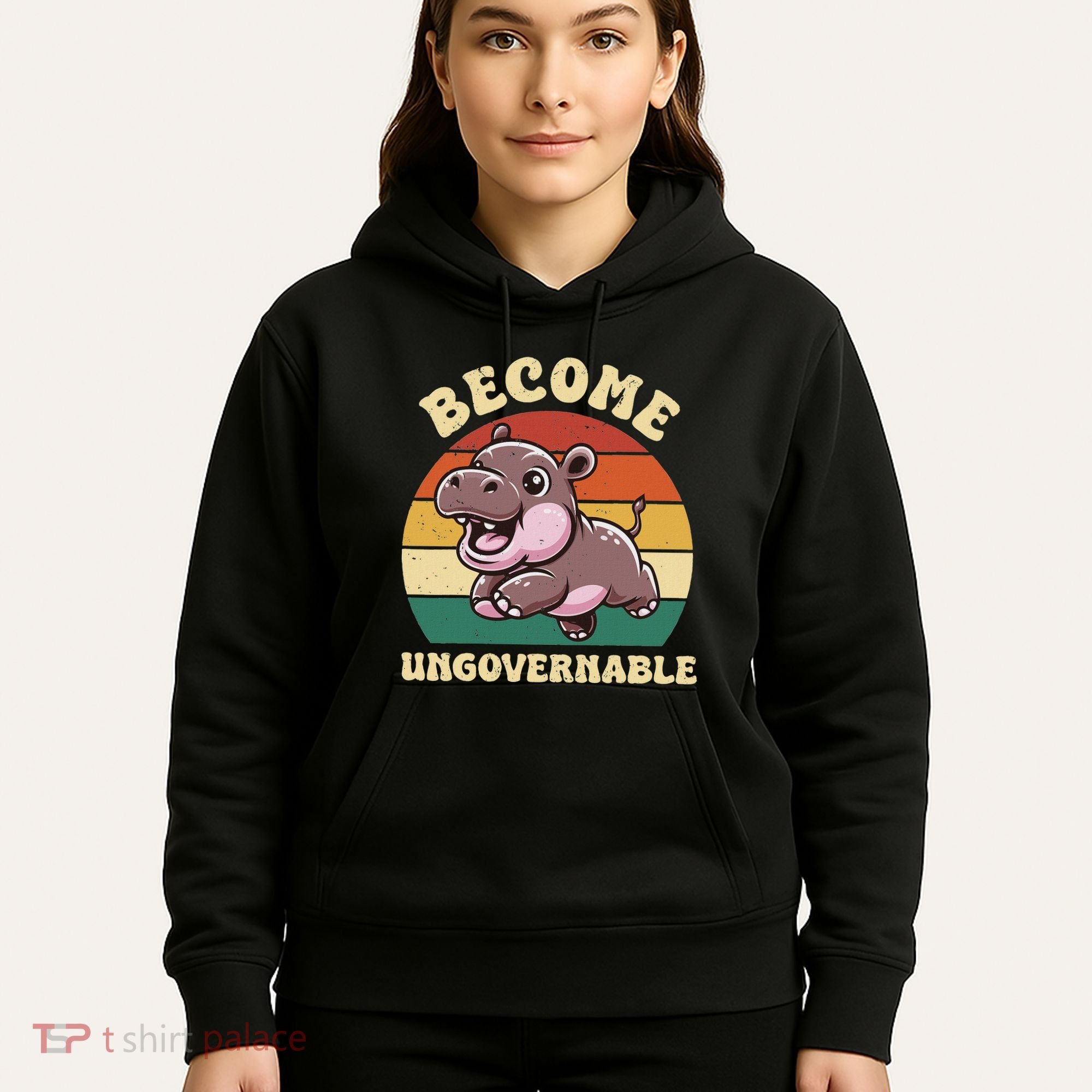 Become Ungovernable Funny Saying Baby Hippopotamus Moo Deng Hoodie