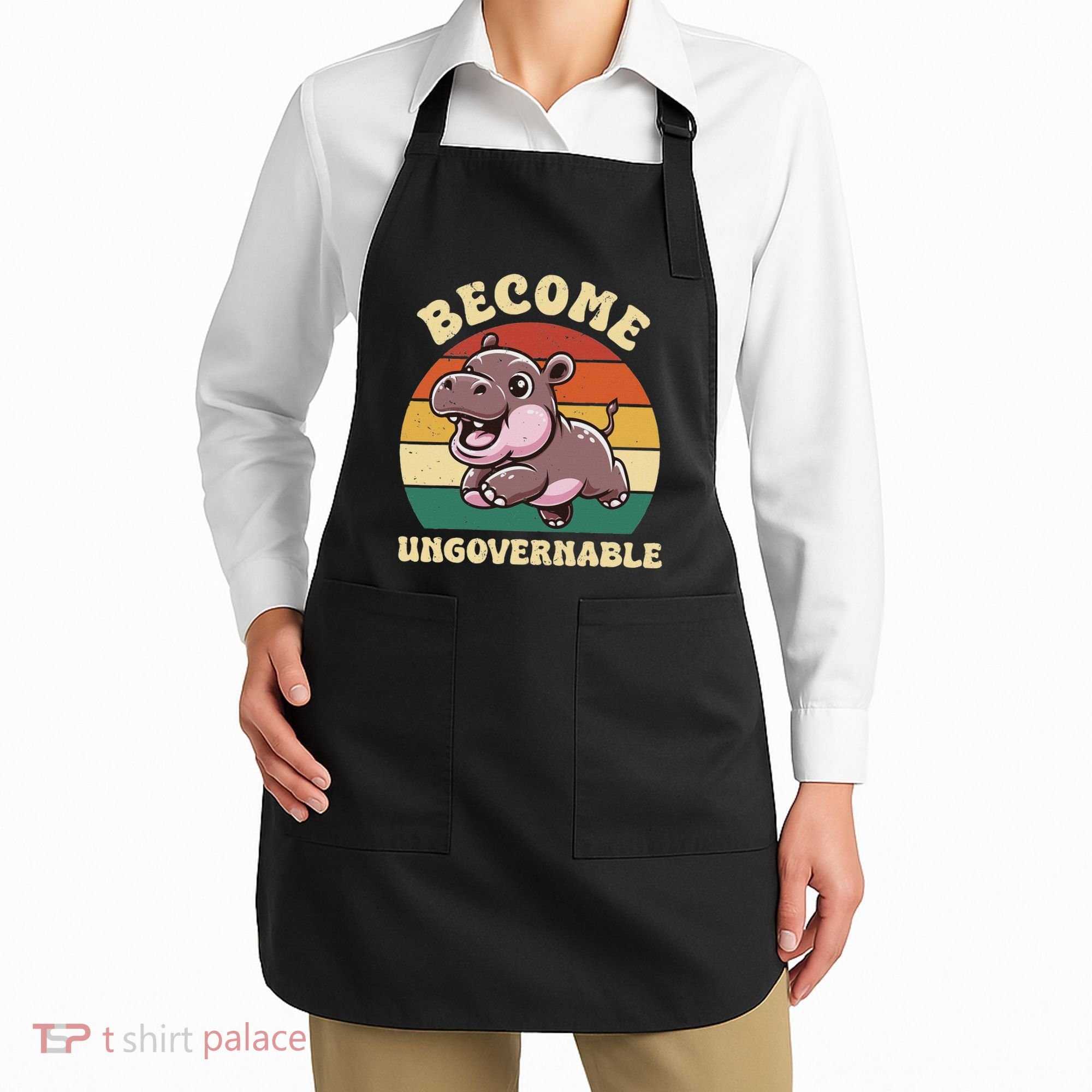 Become Ungovernable Funny Saying Baby Hippopotamus Moo Deng Apron