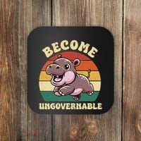 Become Ungovernable Funny Saying Baby Hippopotamus Moo Deng Coaster thumb 0