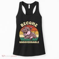 Become Ungovernable Funny Saying Baby Hippopotamus Moo Deng Women's Tank Top thumb 0