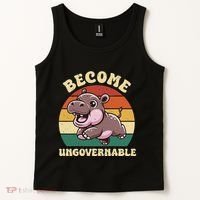 Become Ungovernable Funny Saying Baby Hippopotamus Moo Deng Tank Top thumb 2