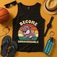 Become Ungovernable Funny Saying Baby Hippopotamus Moo Deng Tank Top thumb 4
