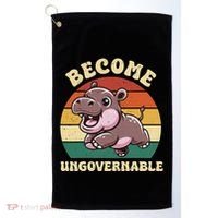 Become Ungovernable Funny Saying Baby Hippopotamus Moo Deng Golf Towel thumb 0