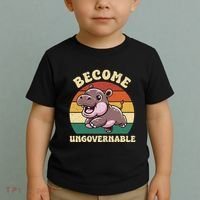 Become Ungovernable Funny Saying Baby Hippopotamus Moo Deng Toddler T-Shirt thumb 2