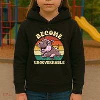 Become Ungovernable Funny Saying Baby Hippopotamus Moo Deng Kids Hoodie thumb 3