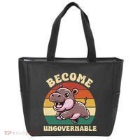Become Ungovernable Funny Saying Baby Hippopotamus Moo Deng Tote Bag thumb 0