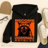 Become Ungovernable Funny Raccoon Japanese Apparel  Hoodie thumb 4
