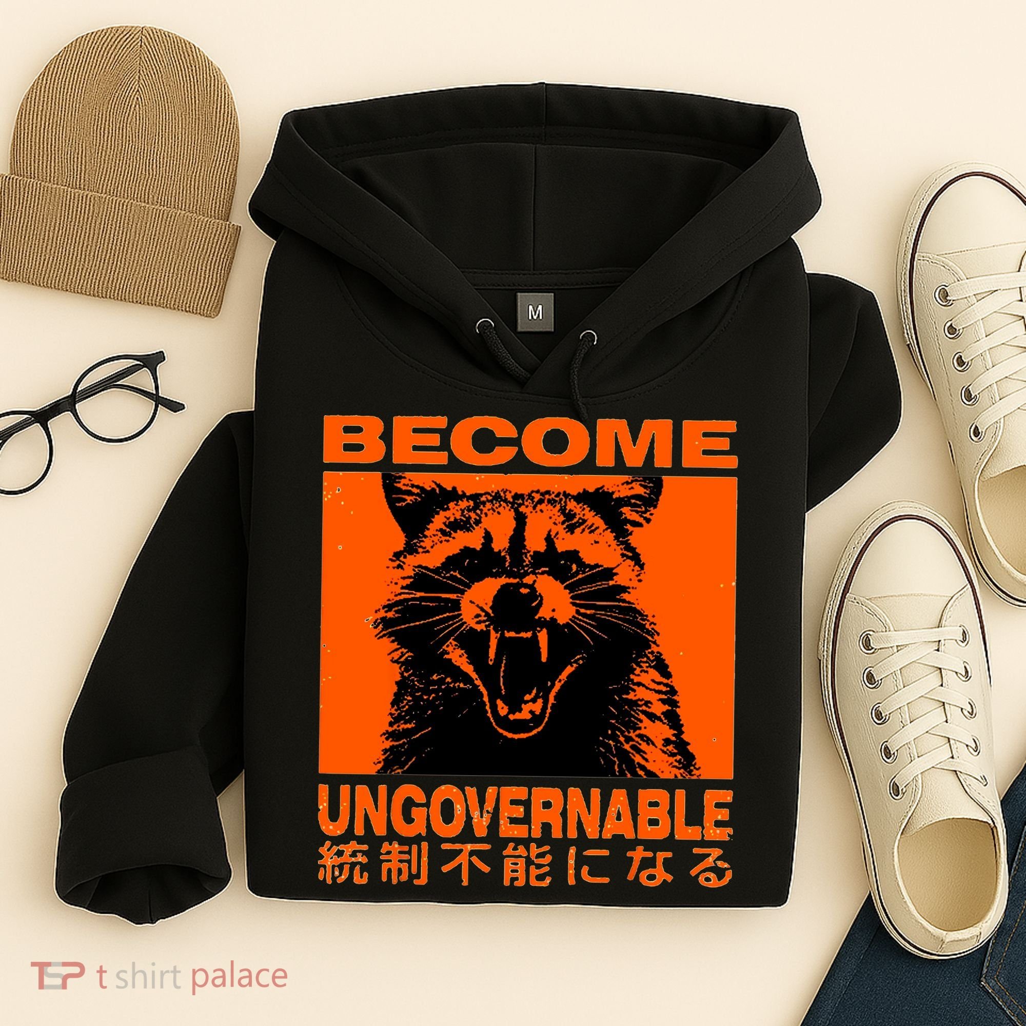 Become Ungovernable Funny Raccoon Japanese Apparel  Hoodie