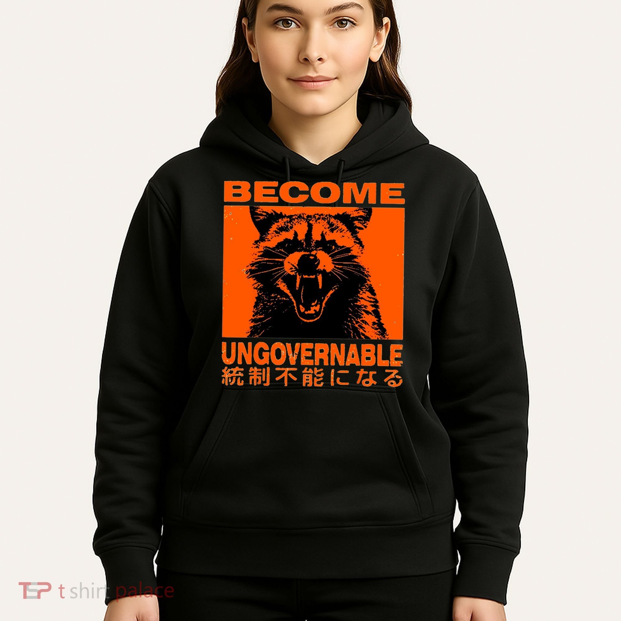 Become Ungovernable Funny Raccoon Japanese Apparel  Hoodie