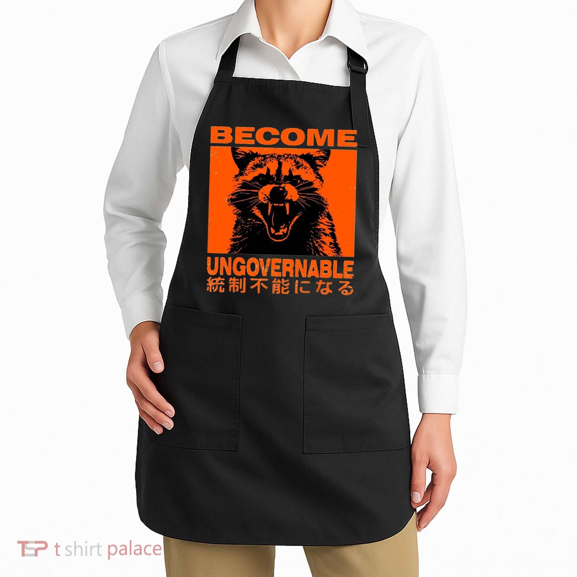 Become Ungovernable Funny Raccoon Japanese Apparel  Apron