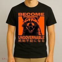 Become Ungovernable Funny Raccoon Japanese Apparel  T-Shirt thumb 3