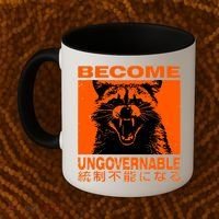 Become Ungovernable Funny Raccoon Japanese Apparel  Coffee Mug thumb 2