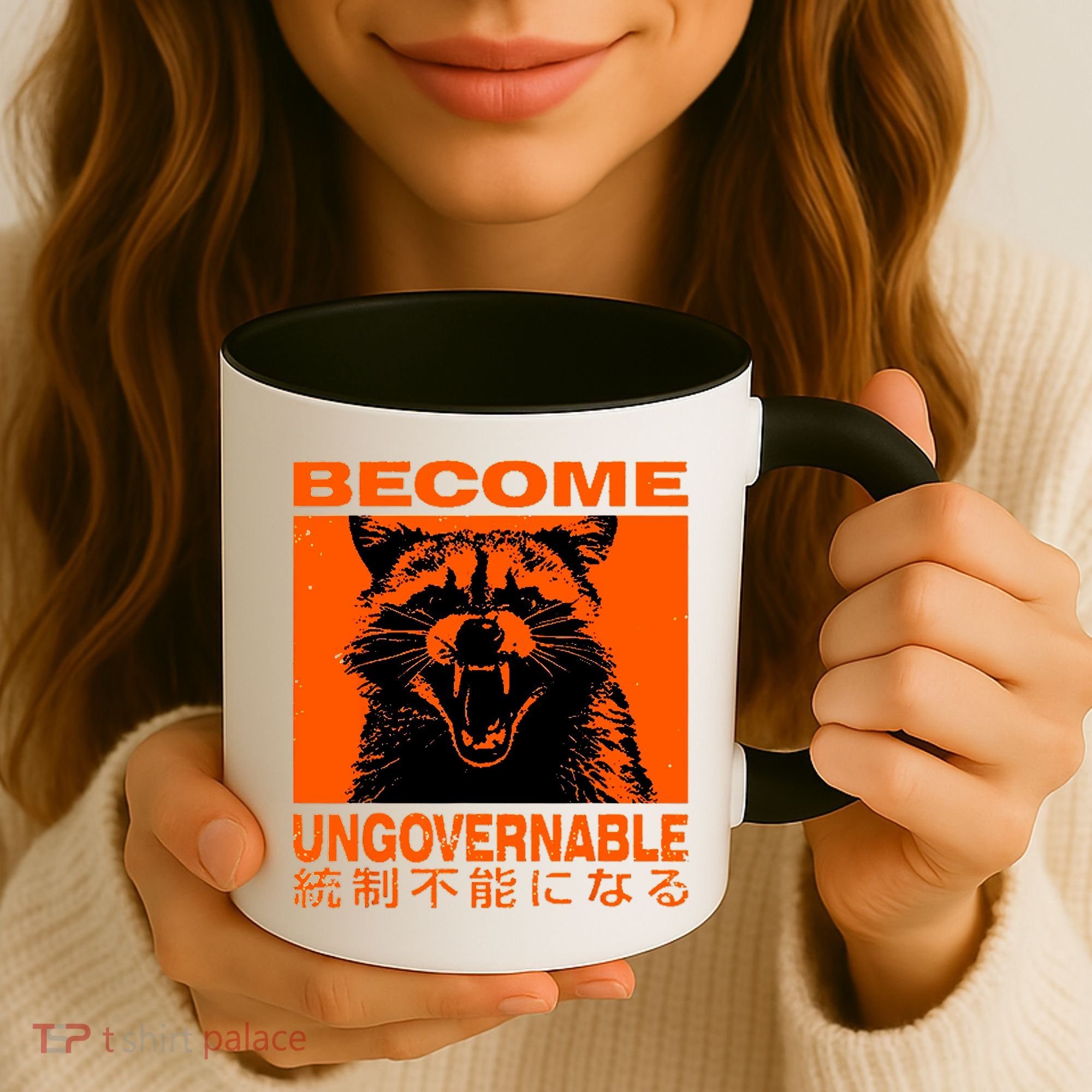 Become Ungovernable Funny Raccoon Japanese Apparel  Coffee Mug