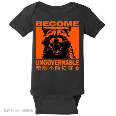 Become Ungovernable Funny Raccoon Japanese Apparel  Baby Bodysuit