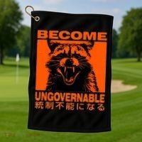 Become Ungovernable Funny Raccoon Japanese Apparel  Golf Towel thumb 1