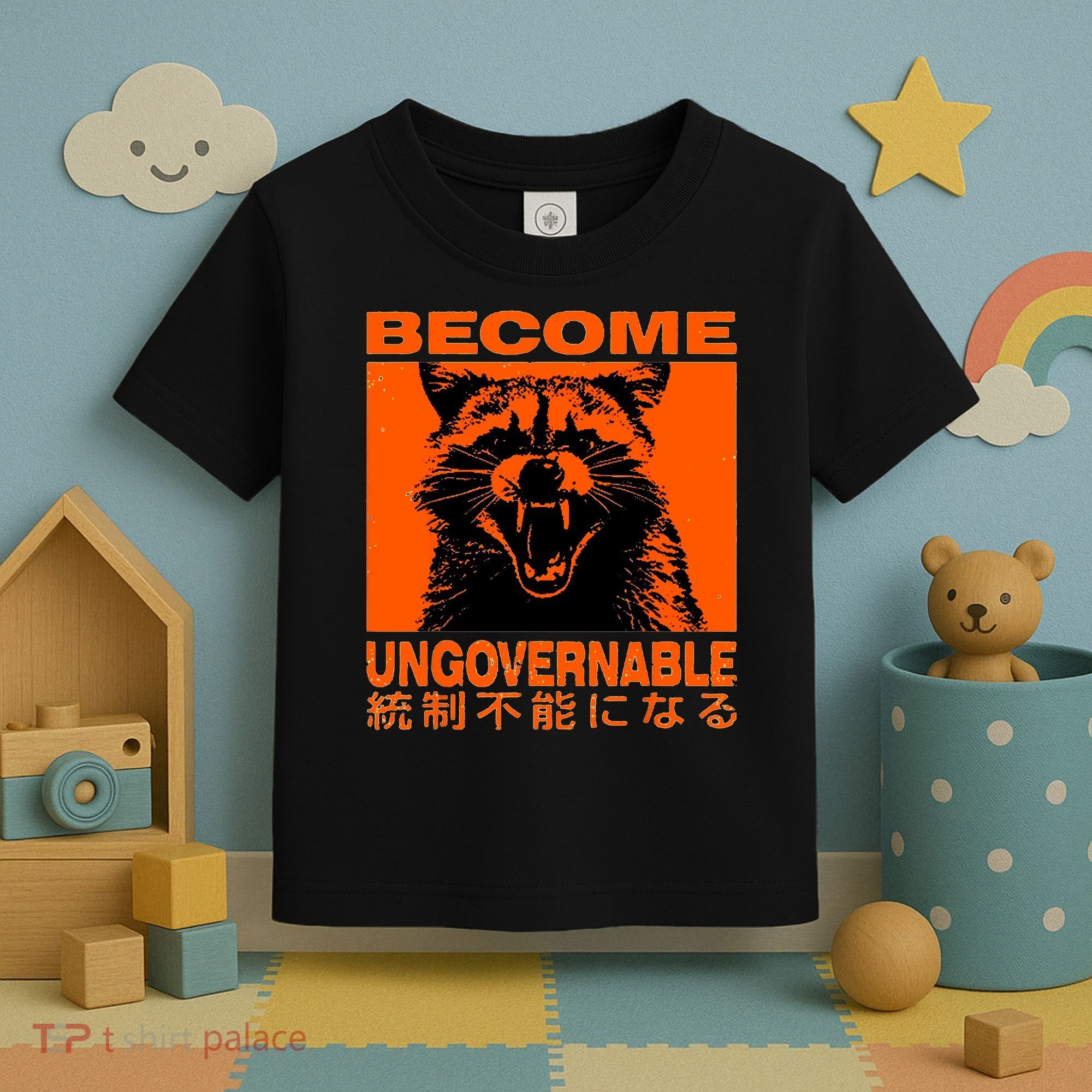 Become Ungovernable Funny Raccoon Japanese Apparel  Toddler T-Shirt