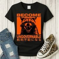 Become Ungovernable Funny Raccoon Japanese Apparel  Women's T-Shirt thumb 3