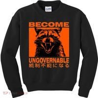 Become Ungovernable Funny Raccoon Japanese Apparel  Kids Sweatshirt thumb 0