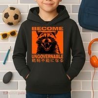 Become Ungovernable Funny Raccoon Japanese Apparel  Kids Hoodie thumb 2