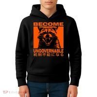 Become Ungovernable Funny Raccoon Japanese Apparel  Kids Hoodie thumb 4