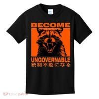 Become Ungovernable Funny Raccoon Japanese Apparel  Kids T-Shirt thumb 0