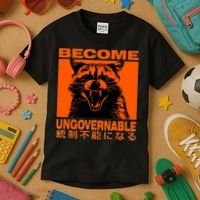 Become Ungovernable Funny Raccoon Japanese Apparel  Kids T-Shirt thumb 3