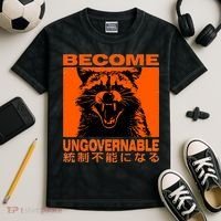 Become Ungovernable Funny Raccoon Japanese Apparel  Kids Tie-Dye T-Shirt thumb 2
