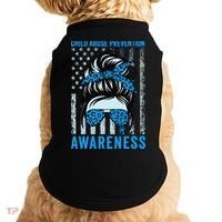 Blue US Flag Messy Bun Child Abuse Awareness Month Coquette Doggie Tank thumb 0