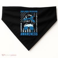 Blue US Flag Messy Bun Child Abuse Awareness Month Coquette USA-Made Doggie Bandana thumb 0