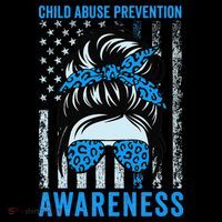 Blue US Flag Messy Bun Child Abuse Awareness Month Coquette Coffee Mug thumb 5
