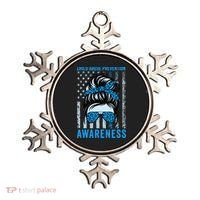 Blue US Flag Messy Bun Child Abuse Awareness Month Coquette Ornament thumb 0