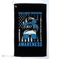 Blue US Flag Messy Bun Child Abuse Awareness Month Coquette Golf Towel thumb 0