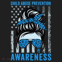 Blue US Flag Messy Bun Child Abuse Awareness Month Coquette Golf Towel thumb 3