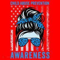 Blue US Flag Messy Bun Child Abuse Awareness Month Coquette Santa Hat thumb 1