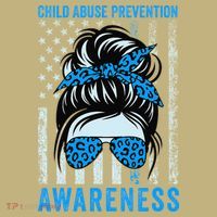 Blue US Flag Messy Bun Child Abuse Awareness Month Coquette Sweatshirt thumb 2