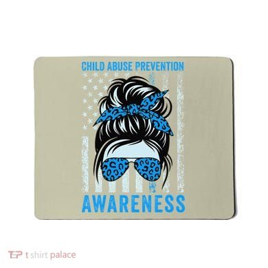 Blue US Flag Messy Bun Child Abuse Awareness Month Coquette Mousepad