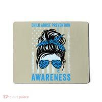 Blue US Flag Messy Bun Child Abuse Awareness Month Coquette Mousepad thumb 0