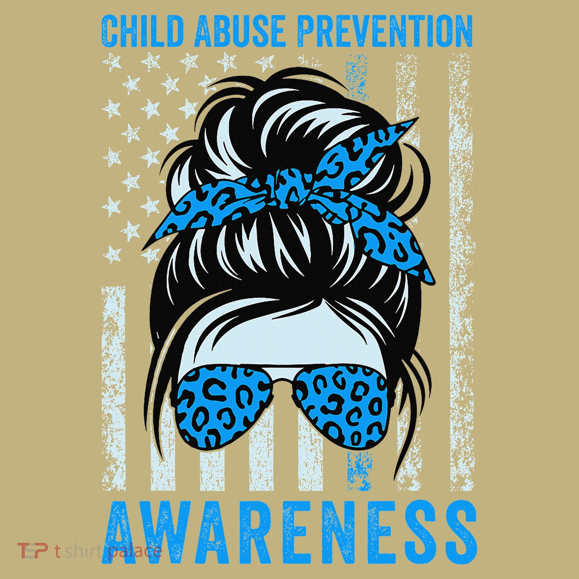 Blue US Flag Messy Bun Child Abuse Awareness Month Coquette Mousepad