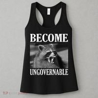 Become Ungovernable Funny Raccoon Face Meme Women's Tank Top thumb 3